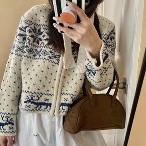 Women Size M christmas Floral Open Front Zipper Sweaters Cardigans